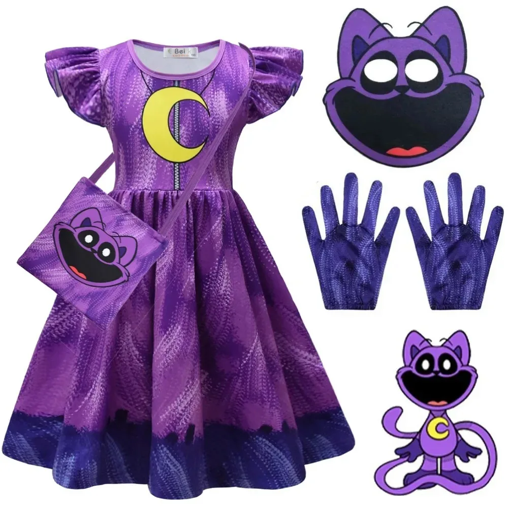 Girls Catnap Dress Cartoon Smiling Critters Cosplay Costume Kids Clothes Dogday Princess Dresses Fashion Birthday Vestidos Gift