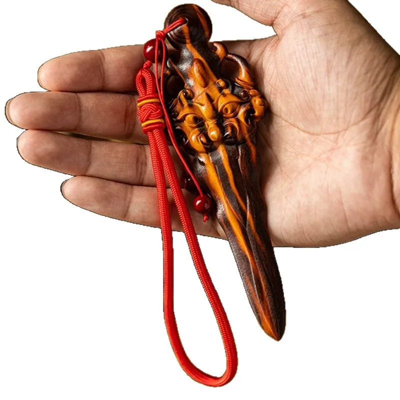 Natural lightning strike peach wood Taoist Jai Chan sword lightning strike pendant for children, baby bedroom, under bed wish - view 6