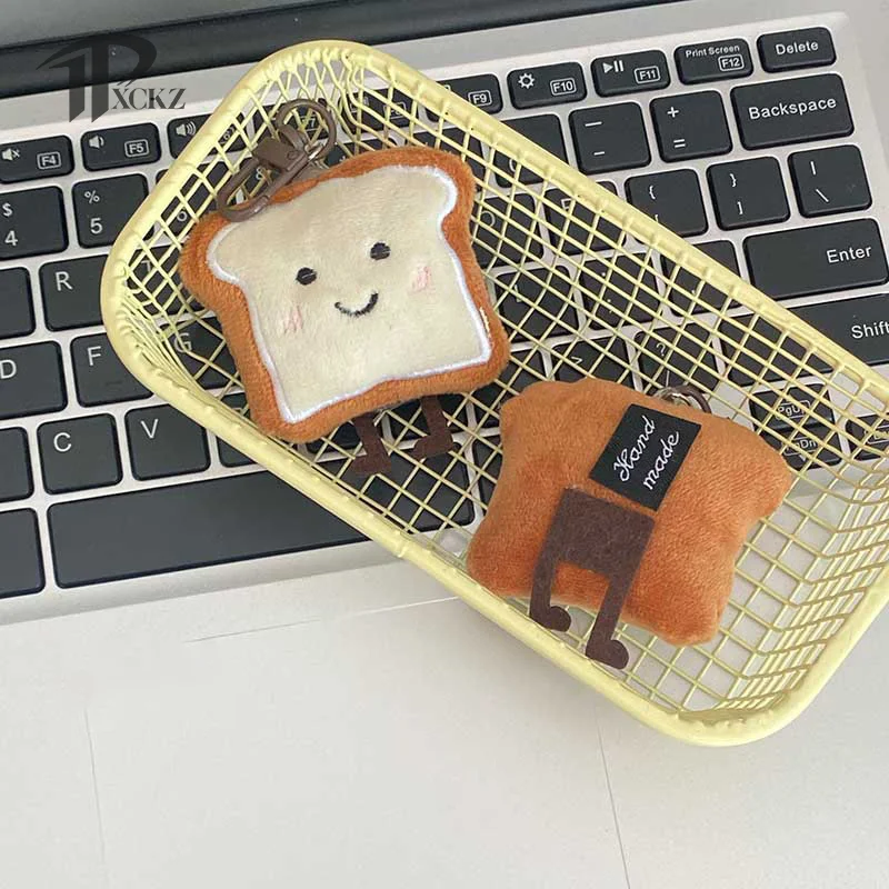 

Cartoon Plush Toast Bread Figure Pendant Key Chain Backpack Hangings Ornaments Gift