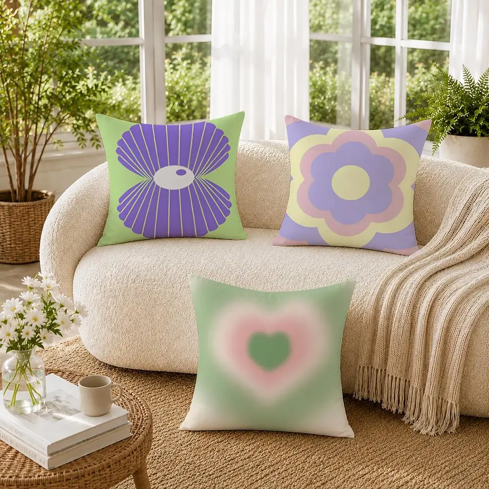 Abstract Floral Heart Mushroom Butterfly Cushion Cover Pillowcase Sofa Living Room Home Gift Office Decor Protective Covers