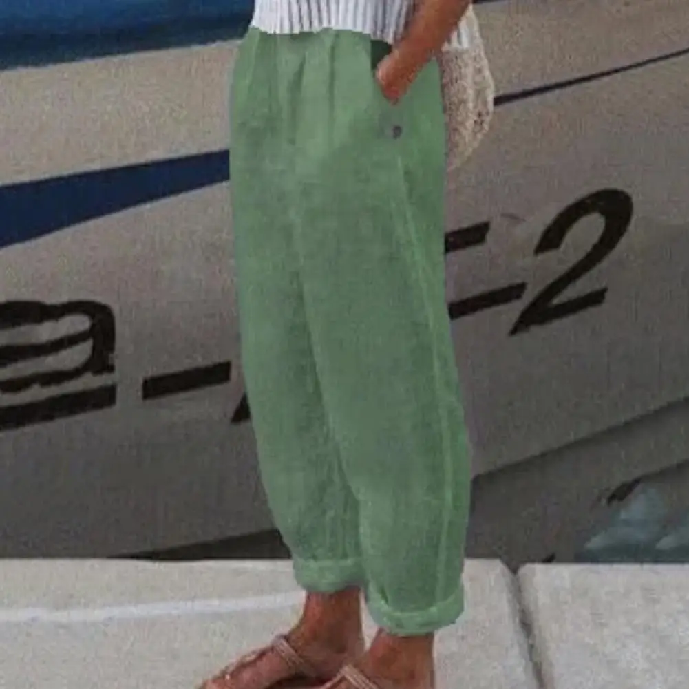 Pantaloni Vintage da Donna a Vita Alta con Elastico e Tasche Oblique, Gamba Larga Dritta, Vestibilità Ampia, Stile Retrò - Abbigliamento Femminile 80%