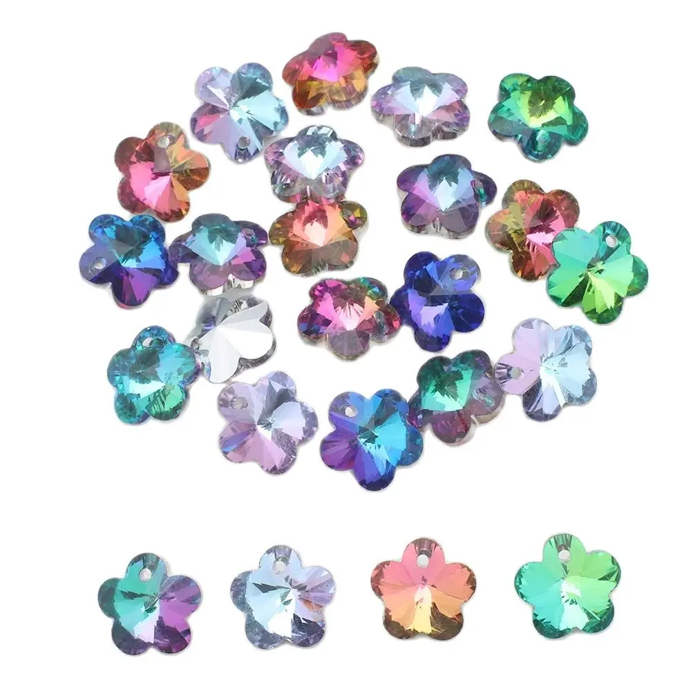 20 Stück 14 mm Kristallglas-Perlen in Form von Pflaumenblüten, lose Perlen, Anhänger, Edelsteine für die Schmuckherstellung, zum Basteln von Schmuckanhängern, Ohrringen, Halsketten und anderen