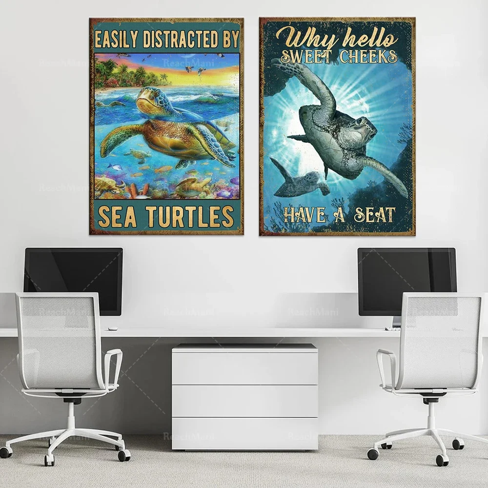 Just a girl who likes sea turtles is easily distracted by sea turtles, why hello sweet cheeks has a vintage poster into the ocea