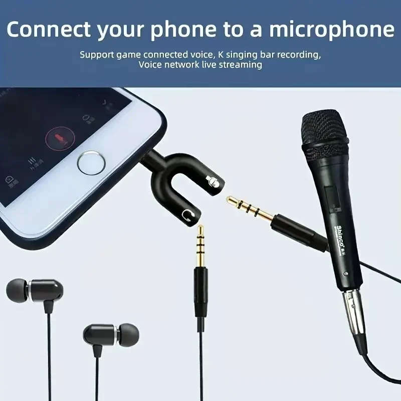 

2 Pack Headset Splitter Adapter, U Shape 3.5mm 4 Pole Male to 2 x 3 Pole Female Headphone Y Splitter for Audio Stereo Headphone