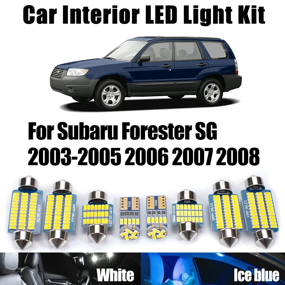 10Pcs LED Interior Map Dome License Plate Light Kit For Subaru Forester SG 2003- 2006 2007 2008 Canbus Car Reading Trunk Bulbs