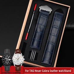 19mm 20mm 22m cowhide strap bracelet   For TAG Heuer Calera Blue brown black red line Men's watch  leather strap accessories