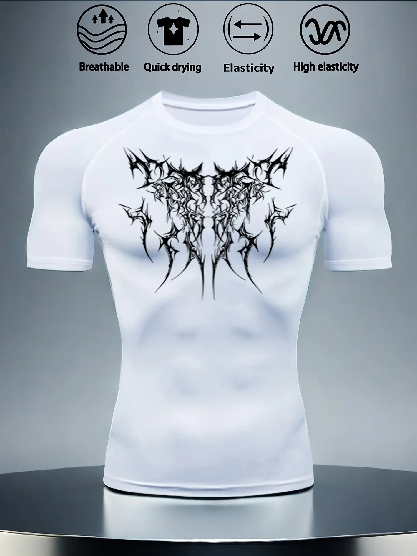 New men's and women's fitness clothes, featuring a hidden gothic thorn cross totem print and high elasticity breathable fabric
