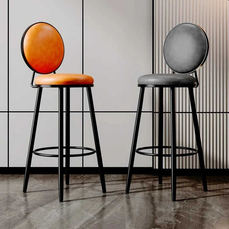 Chaises de Bar rondes de luxe pour Salon, tabouret minimaliste en métal, tabourets de Bar hauts simples, style nordique confortable, meubles Design Alto