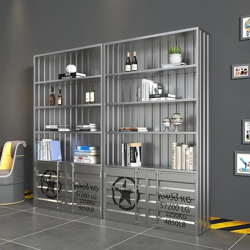 Wrought Iron Industrial Style Creative Figure Display Bar Cabinet Storage Shelf Wine Rack Trendy Store Showcase Organizer