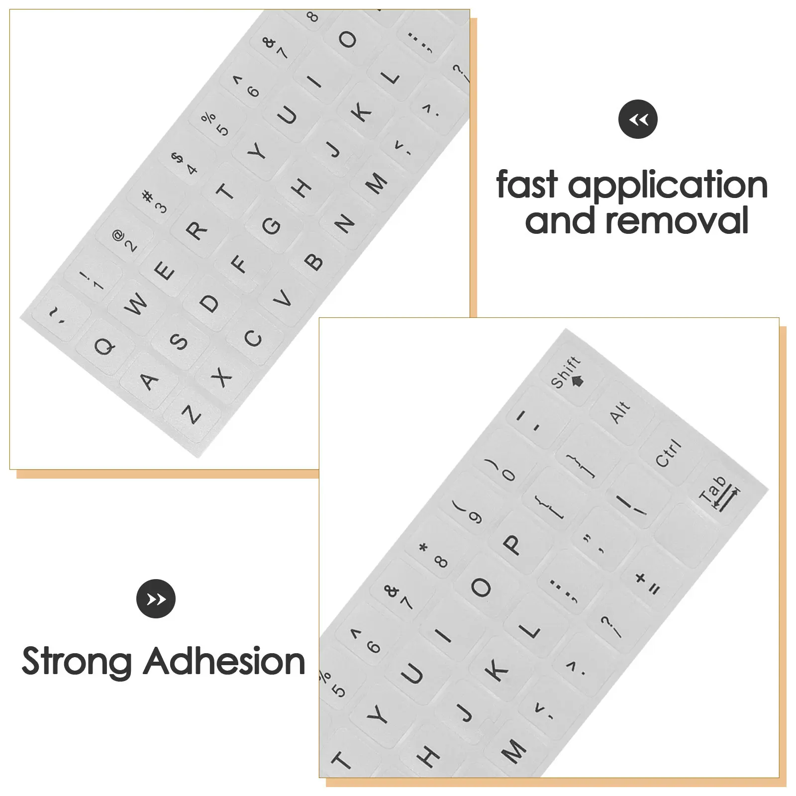 10Pcs English Keyboard Stickers Sleek Silver Alphabet Labels Ultrathin Comfort Strong Adhesion Easy Clean Laptop Desktop Keys