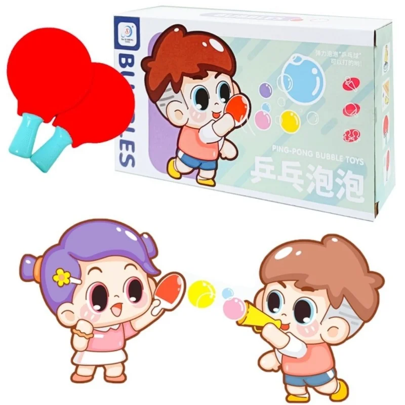 Kids Ping Pong Bubble Toys Set, Elastic Bubble Ball Paddle Game, Outdoor Indoor Interactive Play Toy for Children Gift