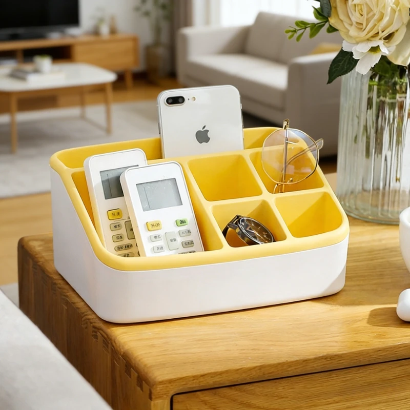 Two-tone Desktop Organizer Large-capacity Storage Box with Compartments Ideal for Remote Controls Office Supplies Cosmetics