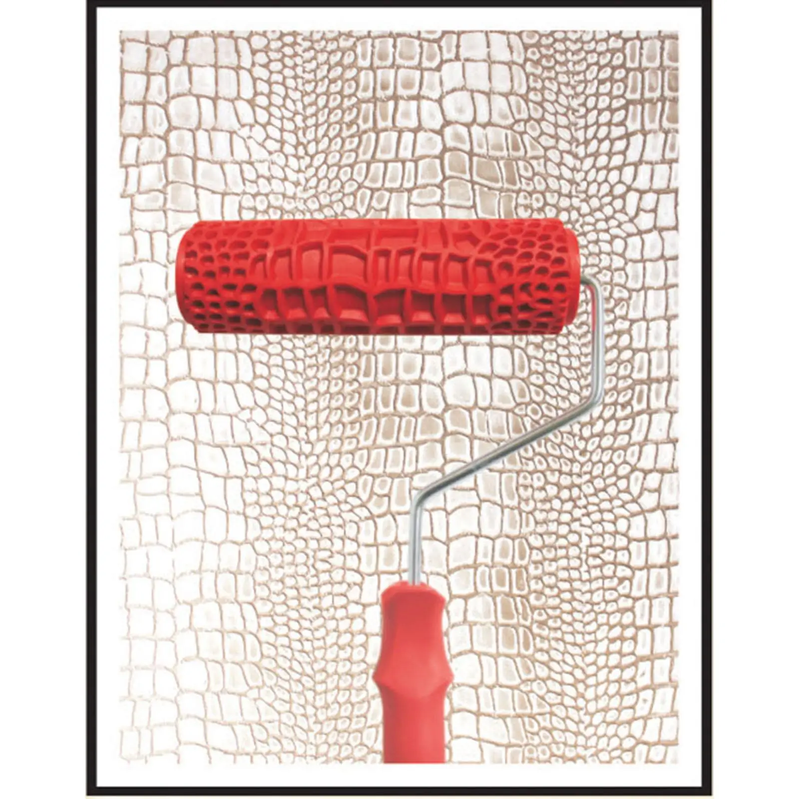 Decorative Embossed Painting Roller with Handle Rubber Roller Art Tool for Home Wall Paint DIY