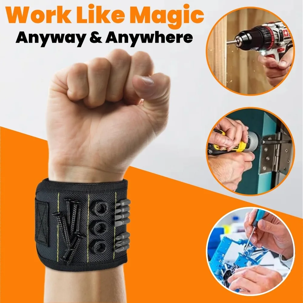 Strong Magnetic Wristband Portable Tool Bag Adjustable Magnetic fixation Tool Wrist Belt for Screws Metal Nails & Drilling Bits