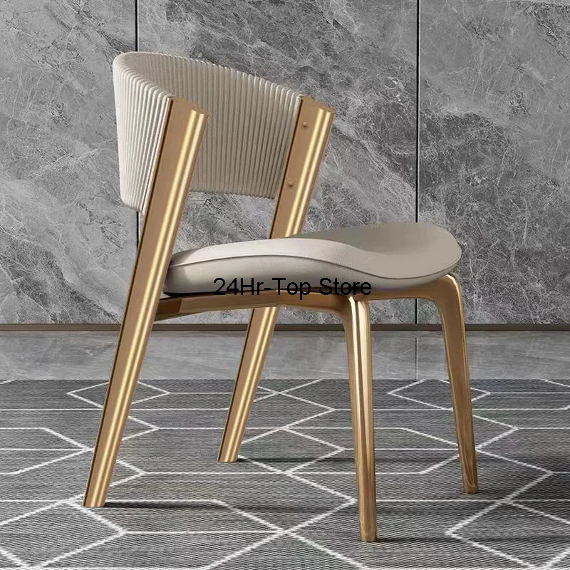 

Luxury Modern Dining Chairs Gold Legs Leather Designer Italian Ergonomic Chair Vip Nail Restaurant Comedor Kitchen Furniture