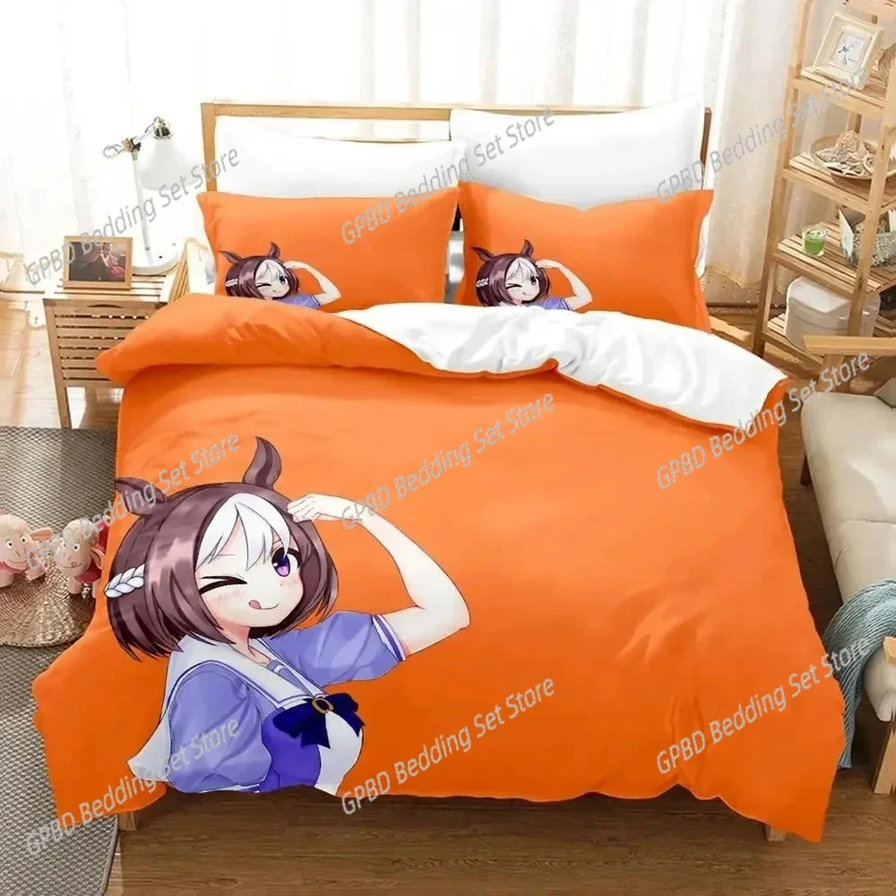 Anime Uma musume Pretty Derby Comfortable Duvet Quilt Cover Pillowcase Bedding Set Children Bedroom Decoration Home Textile