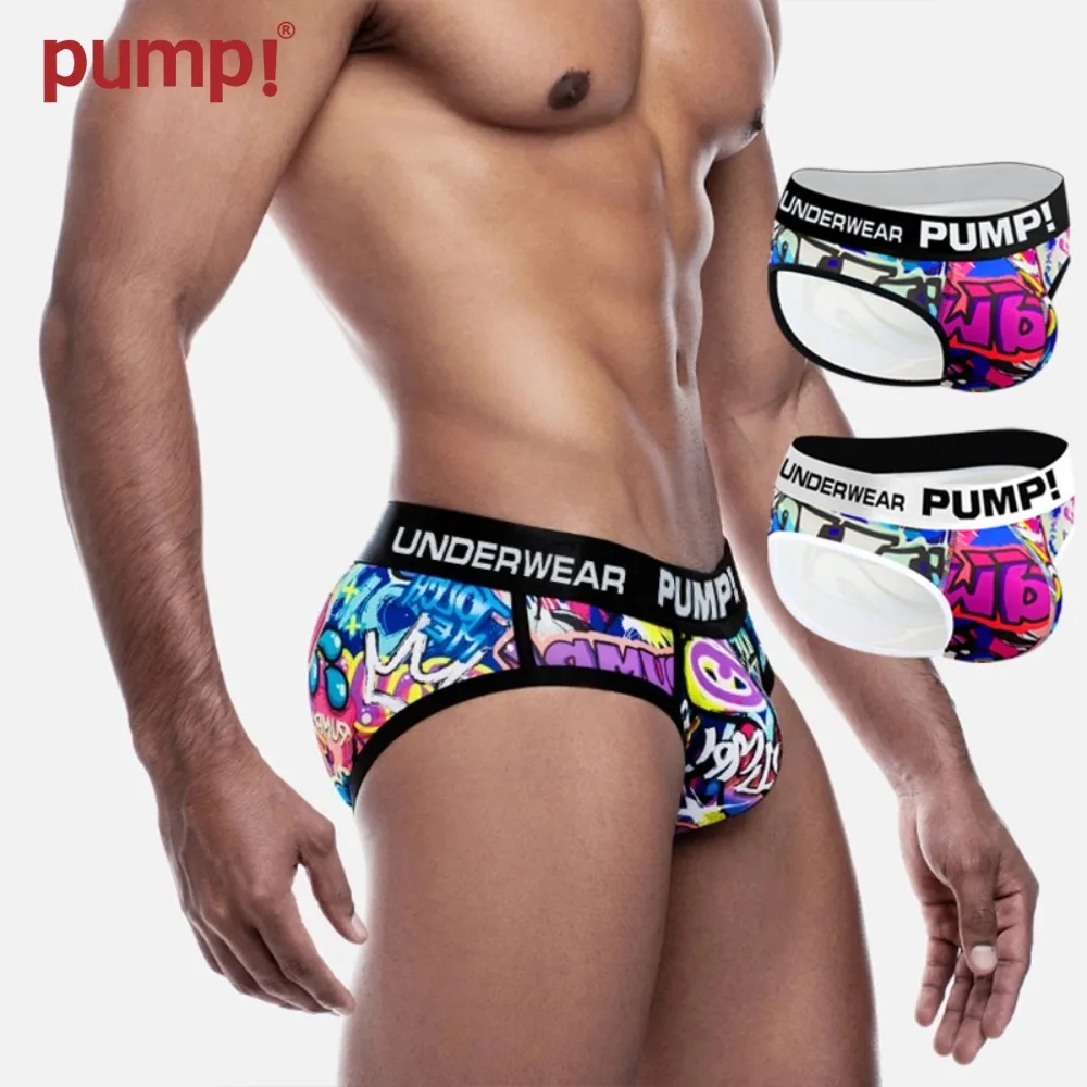 

Трусы Сексуальное мужское нижнее белье с принтом граффити Трусы с низкой талией и выпуклым U-образным мешочком Трусы для мужчин Модные трусики Белый Черный НАСОС