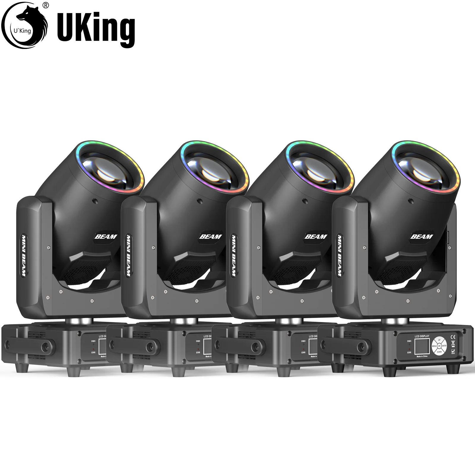 

U`King 4Pcs 230W Beam Moving Head Lights 14Gobos/13Colors/48Prisms/Halo Effects Stage Lights DMX DJ Light For Wedding Party Show