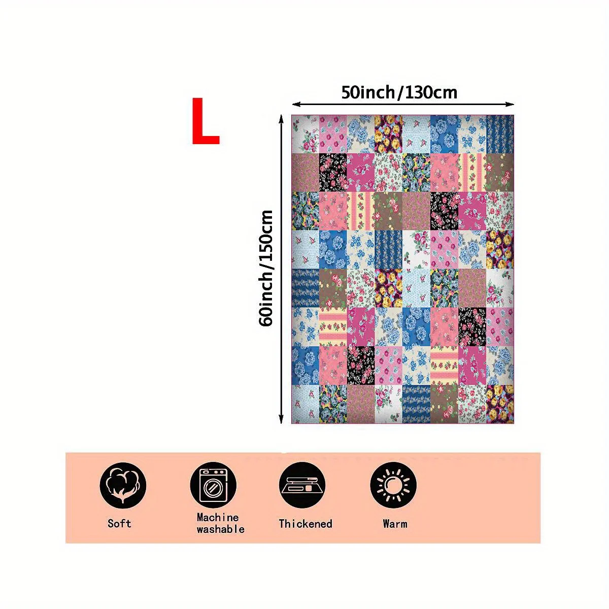 [بطانية زهور فائقة النعومة] بطانية رمي مرقعة زهرية فائقة النعومة ونابضة بالحياة |   دافئ وخفيف الوزن، مثالي للأريكة والسرير والخارج
