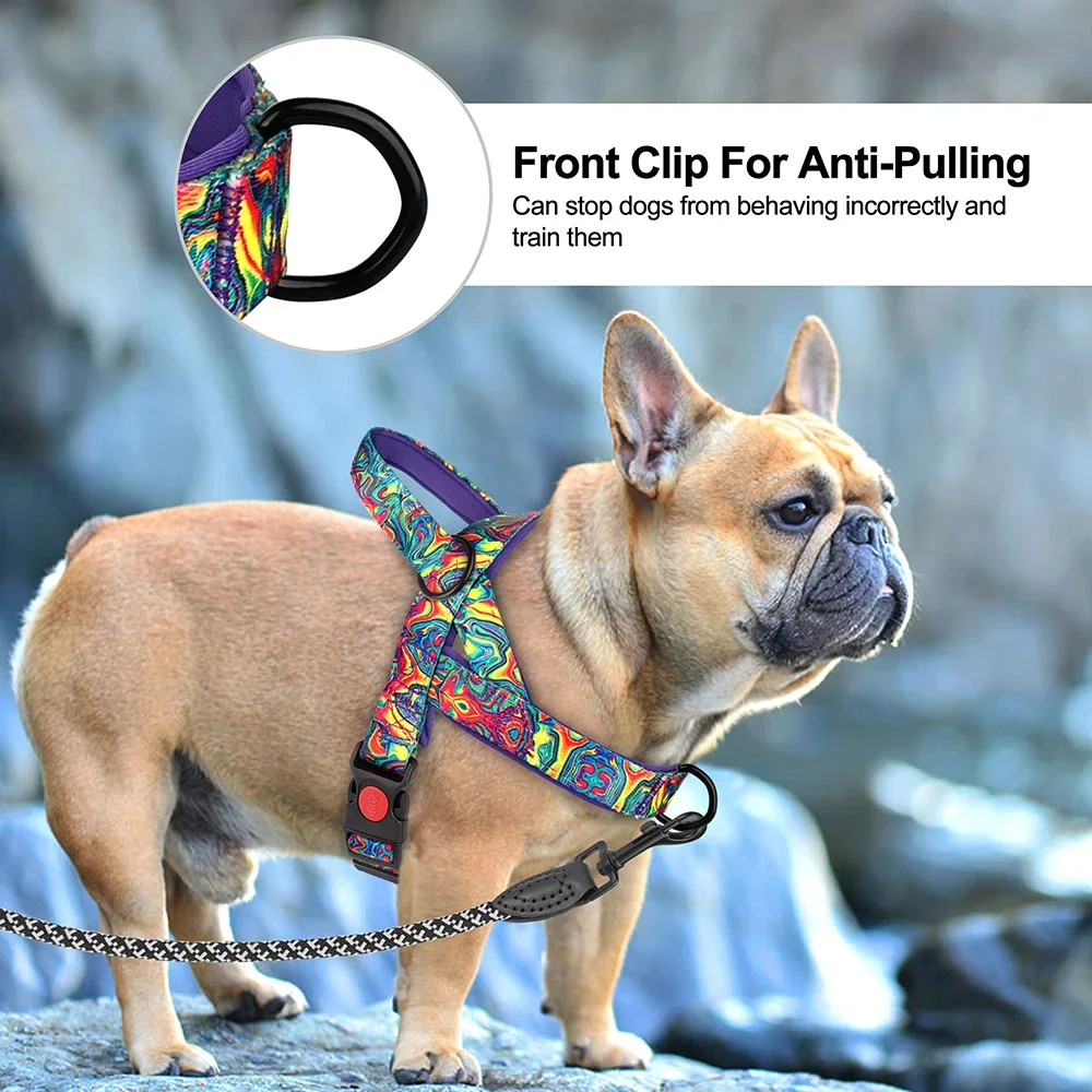 1pcs Nylon Dog Harness No Pull Strong Dog Harnesses Adjustable Pet Walking Training Vest For Small Medium Large Dogs Bulldog