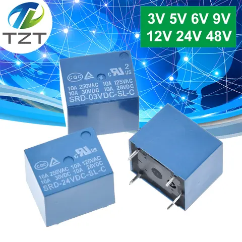 1/5/10PCS DC SONGLE Power Relay 5PIN T73-5V SRD-5VDC-SL-C SRD-05VDC-SL-C PCB Type SRD- 03 05 06 09 12 24VDC 48VDC-SL-C