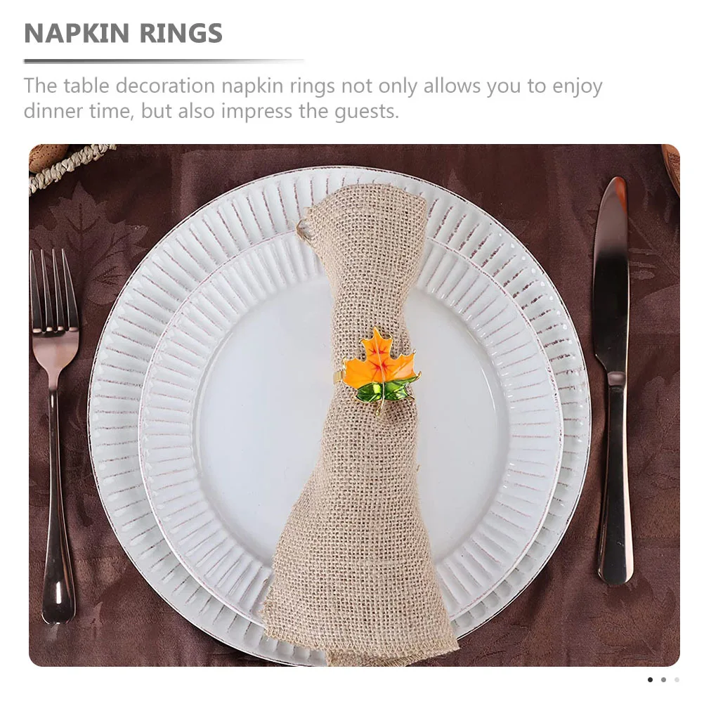 

6Pcs Decorative Napkin Rings Maple Leaf Thanksgiving Dinner Adorn Thanksgiving Gift Napkin Rings Table Decors Maple Leaf Decor