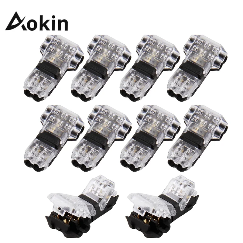 Aokin Wire Connectors Low Voltage Wire Connectors Solid Connection,T Tap Wire Connectors, T Type 2 Pins Wire Splice Connectors