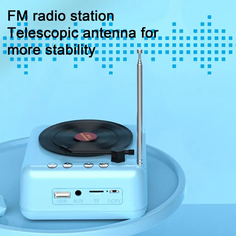 ブルートゥース5.0と互換性のあるビニールデザインのスピーカー,レトロスタイルのミニステレオサウンド,多機能