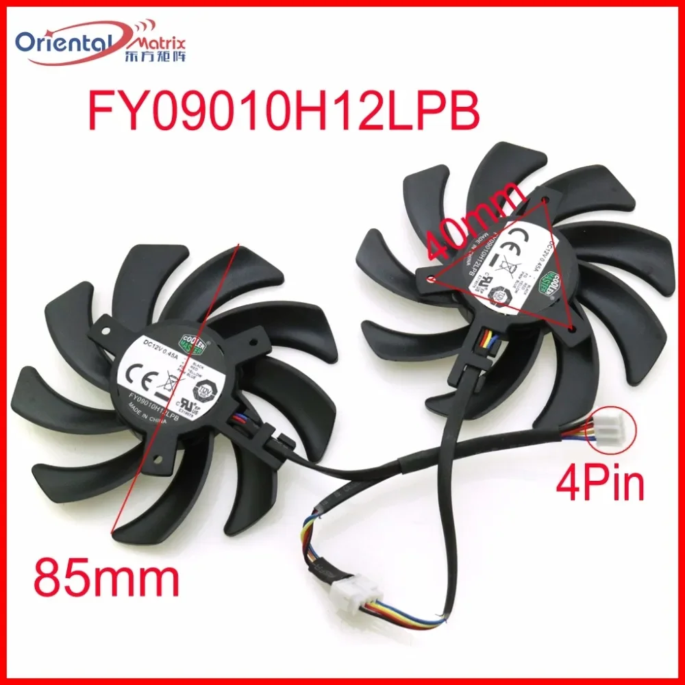 Free Shipping 2pcs/lot FY09010H12LPB DC12V 0.45A 86mm VGA Fan 4Pin For XFX R9 280X 270X 290X Graphics Card Cooling Fan