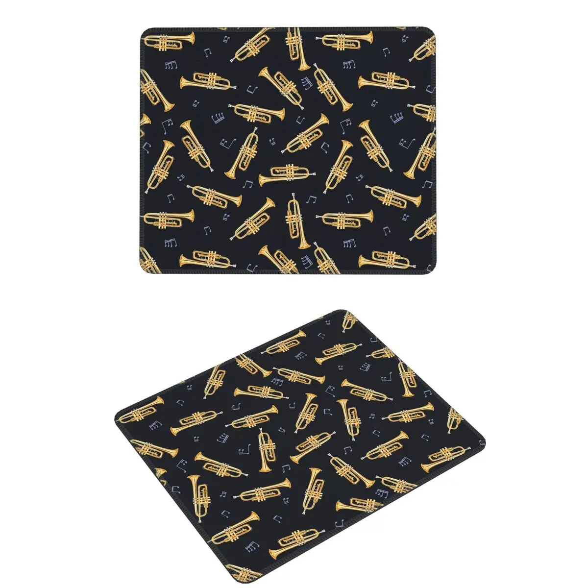

Gold Trumpet On Black Mouse Pad Computer Keyboard Mouse Mat Gaming PC Laptop Desk Mat Office Accessories Table Mats