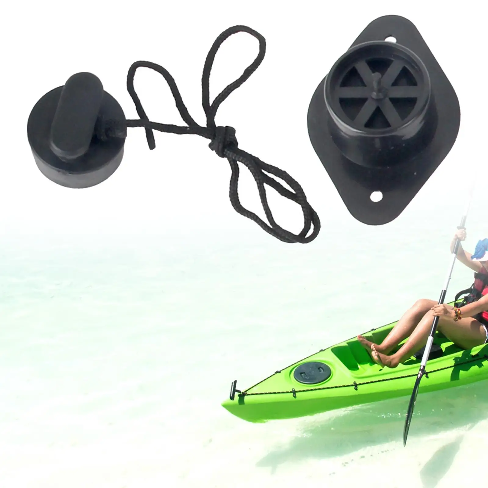 Replaceable PVC Boat Drain Valve Black Pull Cord Plug for Inflatable Kayak Rowing Boat Fishing view 5