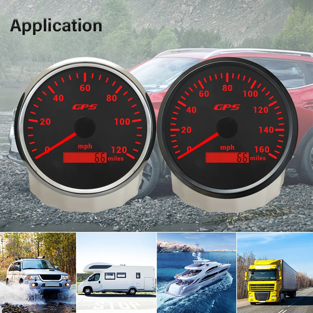ELING 110mm GPS Speedometer 0-80MPH 120M 160MPH Odometer Gauge with 7 Colors Backlight Universal for Car SUV Speedboats 12V 24V