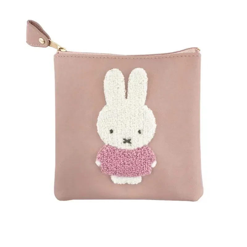 Bolsa de almacenamiento de lápiz labial con bordado Miffy, monedero portátil Kawaii, bolsa de almacenamiento de tampones de gran capacidad, juguete de Navidad para niñas