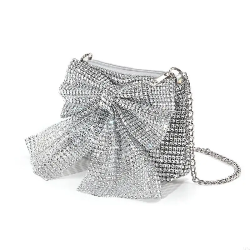 

Fashionable Underarm Bag Evening Purse With Sparkly Rhinestones Bows And Chain For Trendy Wardrobe Combinations 547A