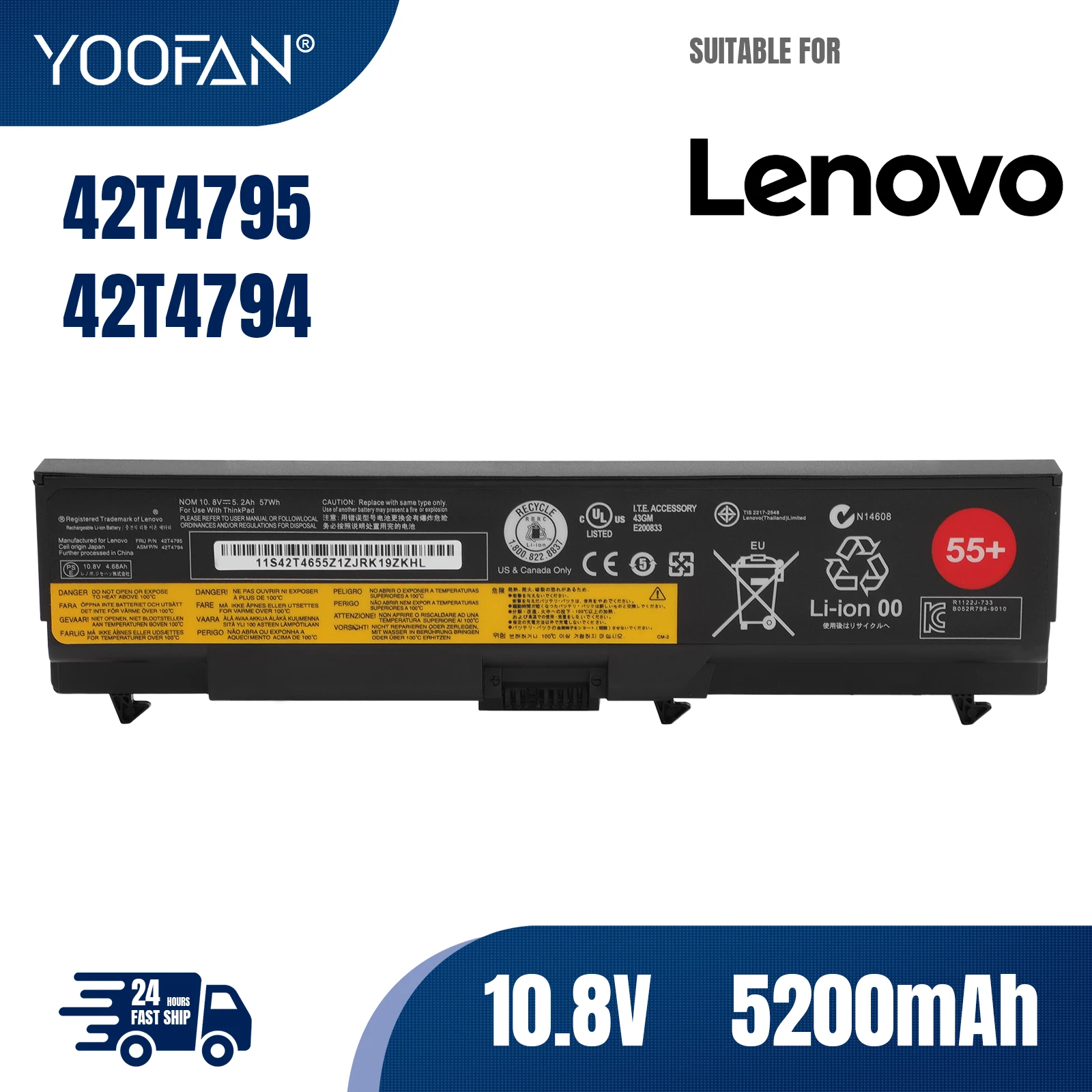 YOOFAN new 42T4790 laptop battery for Lenovo 42T4763 42T4764 42T4794 42T4791 42T4793 42T4795 42T4796 42T4797 42T4798 42T4803 bat