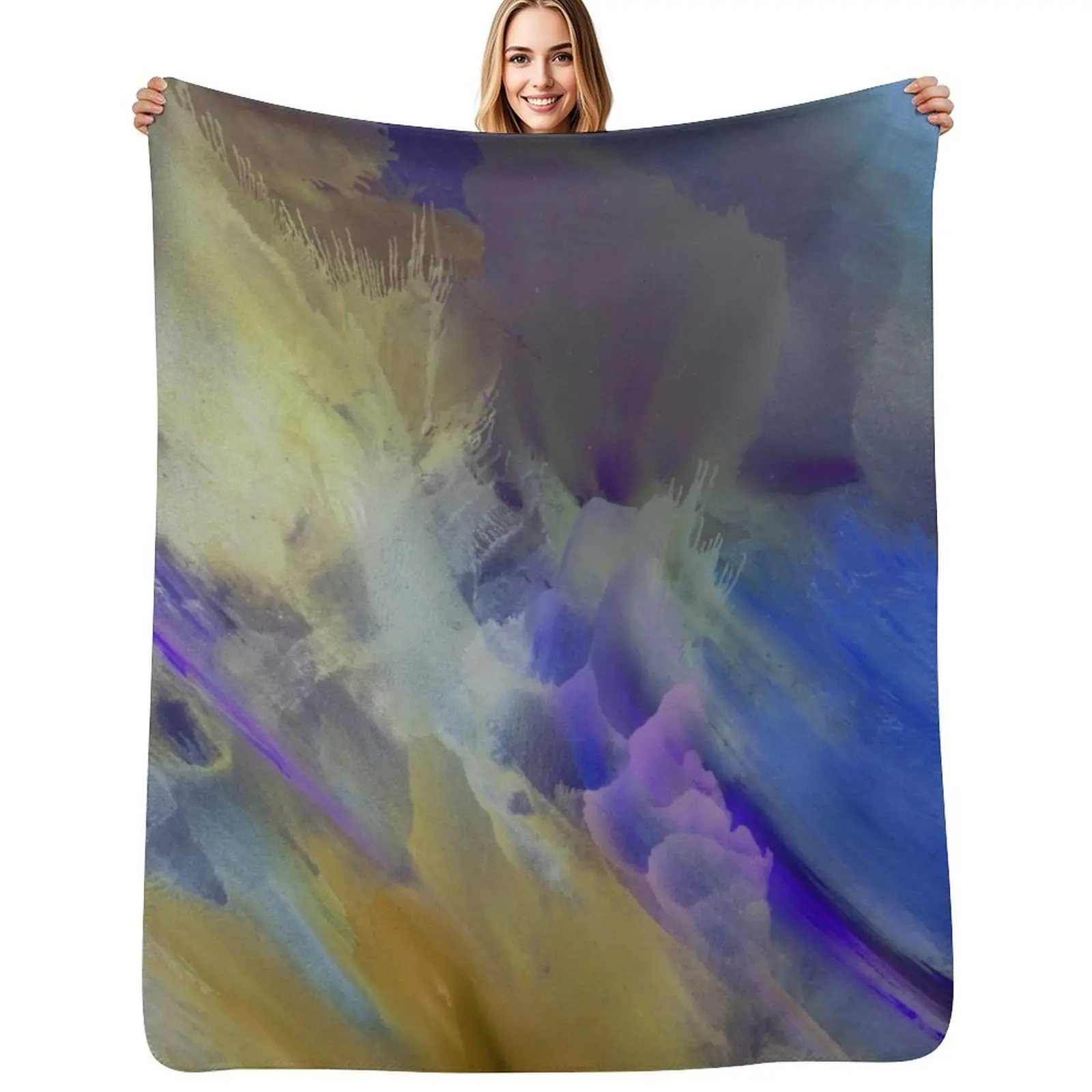 

Parisian Garden In The Rain Abstract Watercolor Painting Throw Blanket Picnic Hairys Luxury Blankets
