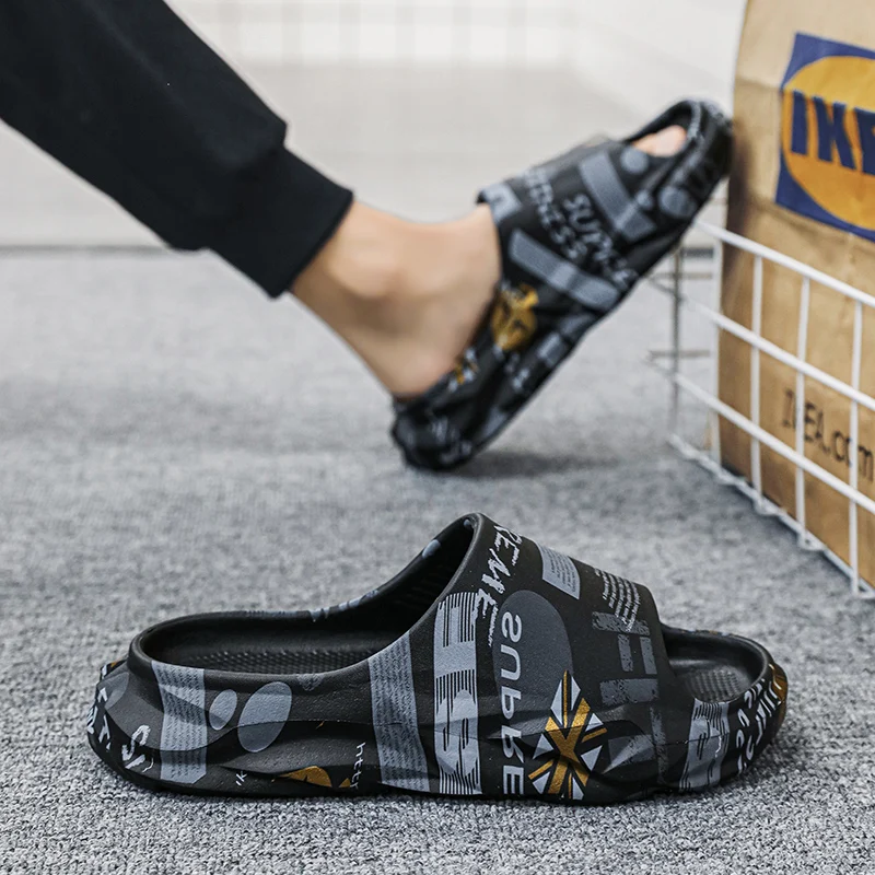 Eva Slides Women Bathroom Men Slippers Summer Thick Platform Sandals Home Indoor Anti-Slip Ladies Slippers Outdoor Beach Shoes