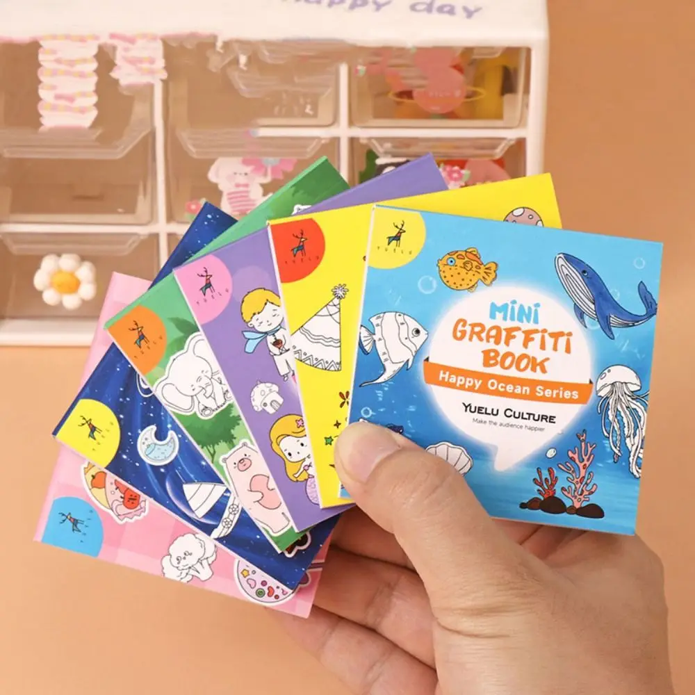 

50 листов мультяшной бумаги, книжка-раскраска, мини-многотематическая книга-каракули, книга для рисования граффити с едой для животных, книга для детей