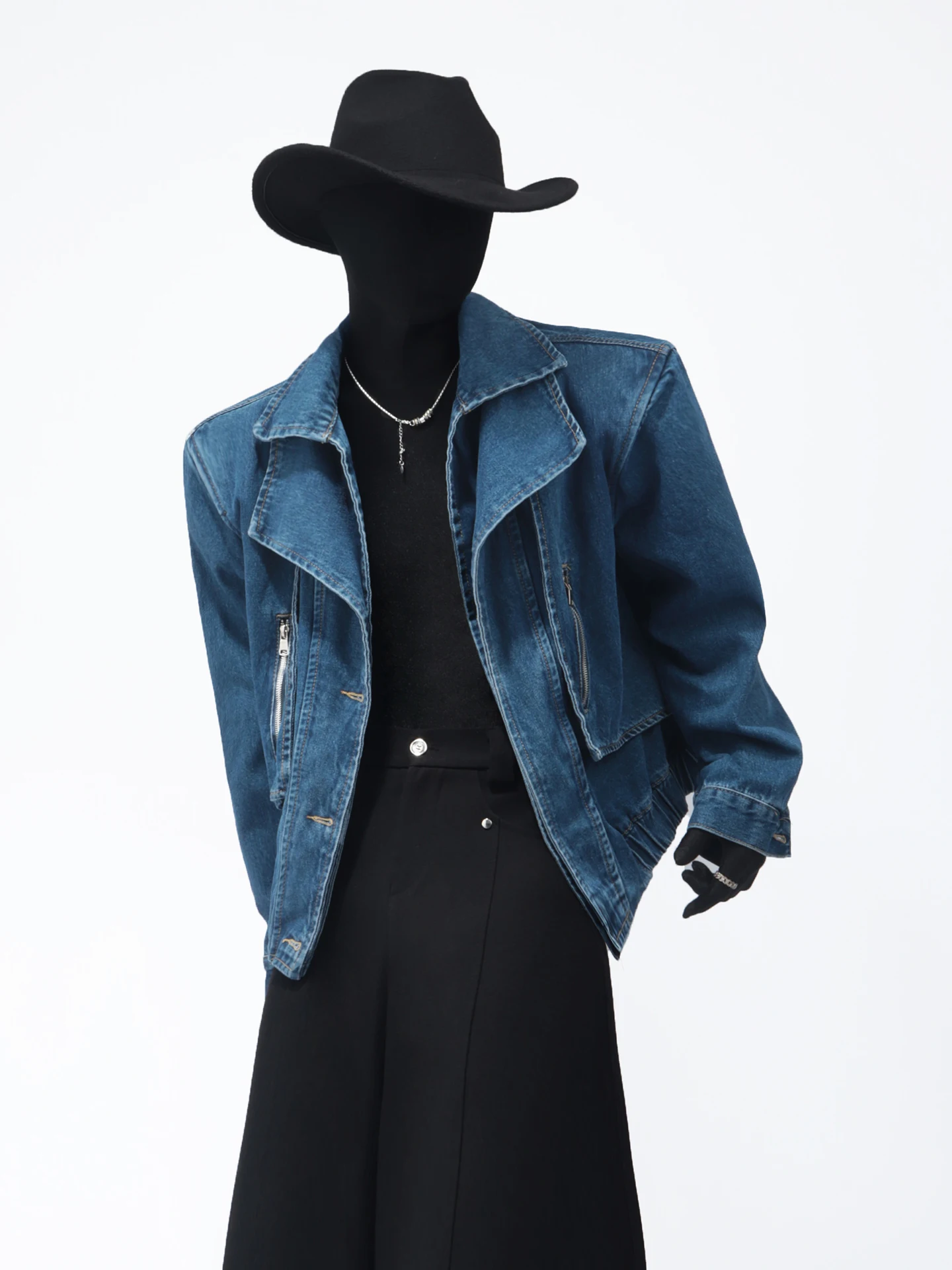 American Style Retro Denim Jackets Men 2025 Trendy High Street Short Style Jacket Male Zipper Decoration Long Sleeve Denim Coats