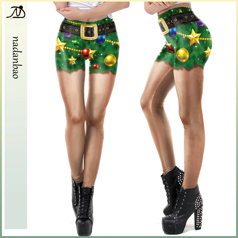 Nadanbao-Leggings de Natal para impressão digital 3D feminina, calças elásticas, calças sexy, calças engraçadas para mulheres, festa de férias