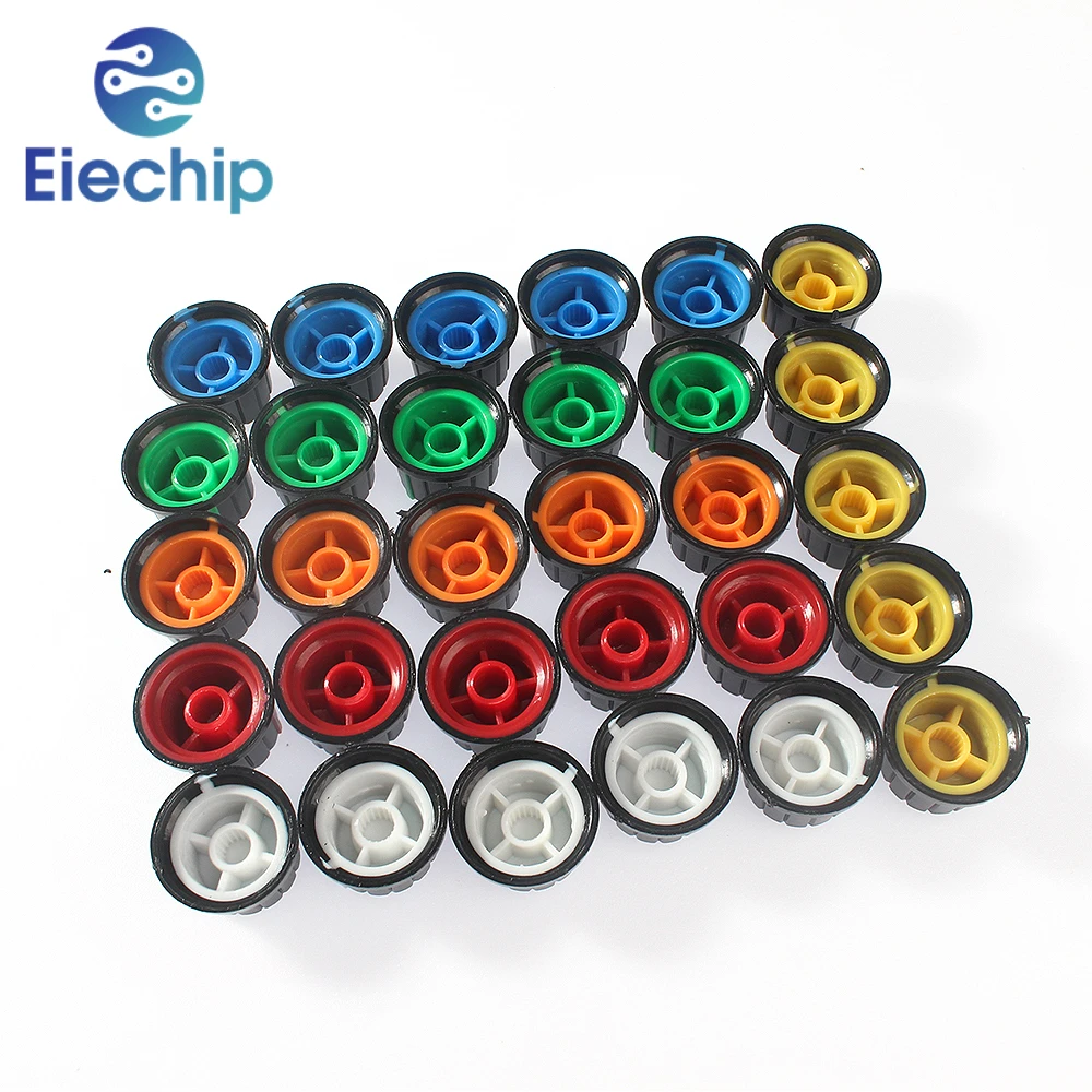 30PCS/Lot WH148 Rotary Potentiometer Knob Cap 6 Color 24x15mm Plastic Knob Cap for Light and Sound Control Diy Volume Knob image 5