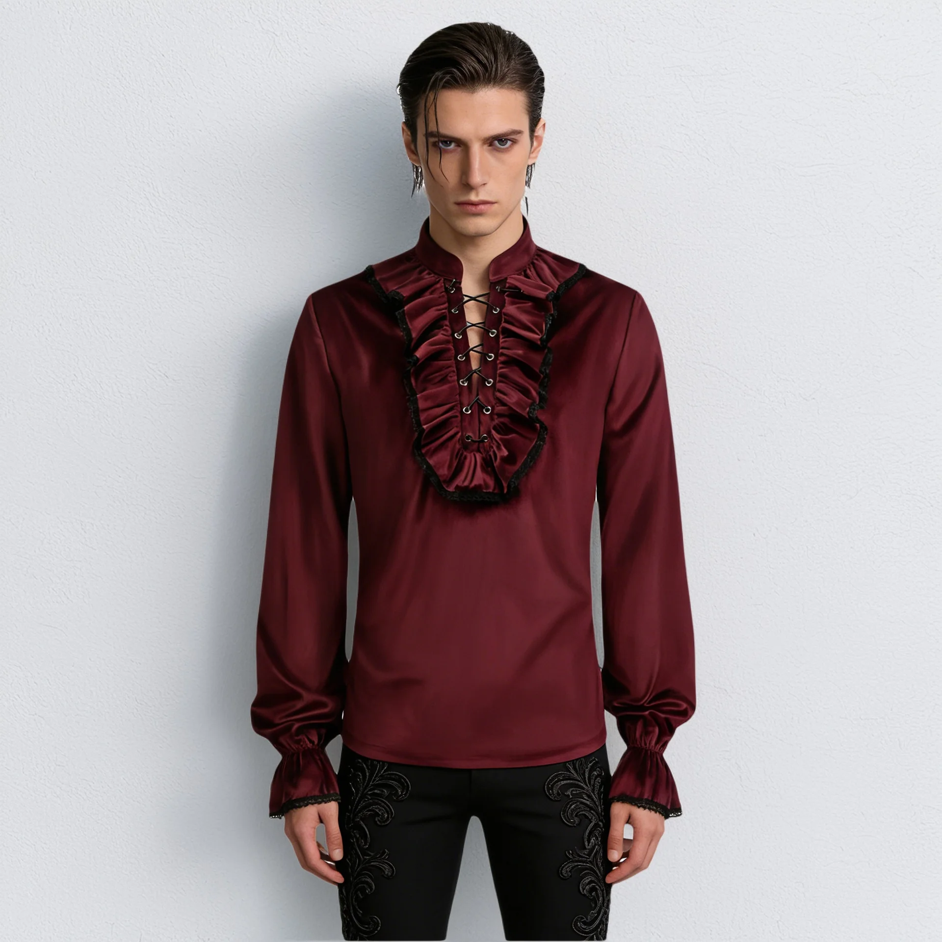 

Men's Folded Shirt Steam Punk Performance Inner Wear Cross-Border Hit Medieval Cosplay Steam Iron Fashionable Top