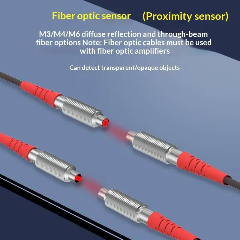 M3 M4 M6 Diffuse Reflection Fiber Optic Sensor Probe 1M Cable Photoelectric Position Detect Switch Component