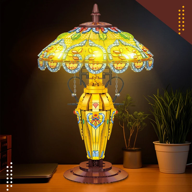 1570pcs MOC Idea Retro Table Lamp Building Blocks Model Home Furnishings Bricks Assembling DIY Toys for Boys Birthday Gift Set