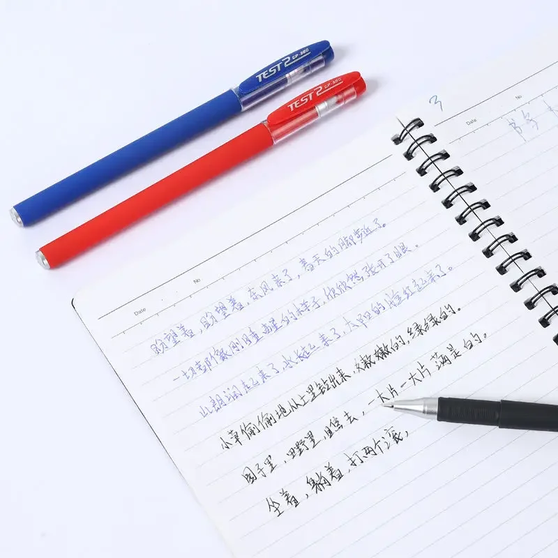Ensemble de stylos gel pour l\'écriture et le test de papeterie, tube complet de 0.5mm, noir, bleu, rouge, fournitures scolaires disponibles