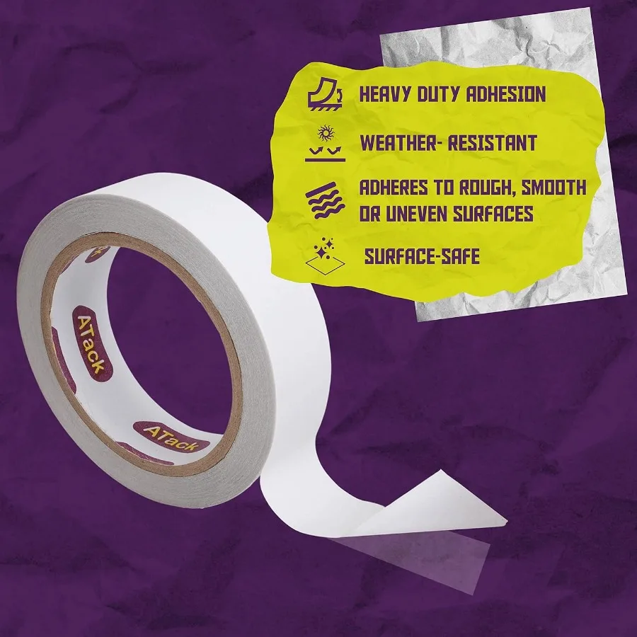 شريط لاصق شفاف مزدوج الجوانب قابل للإزالة 2 بوصة × 20 ياردة جدار آمن عالي التحمل مزدوج الجانبين شريط قماش جداري ذاتي اللصق لـ
