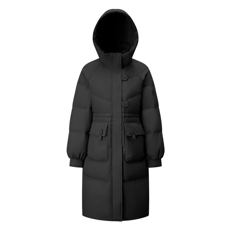 

Chericom женский пуховик с капюшоном, зима 202, термопуховик с завязками на талии, облегающее пригородное белое пальто на утином пуху Y309128Y