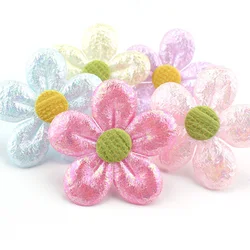 25Pcs 5.5cm Handmade Cute Magic Color Flowers Padded Appliques DIY Headwear Hairpin Gifts Crafts Decor Garment Cloth Accessories