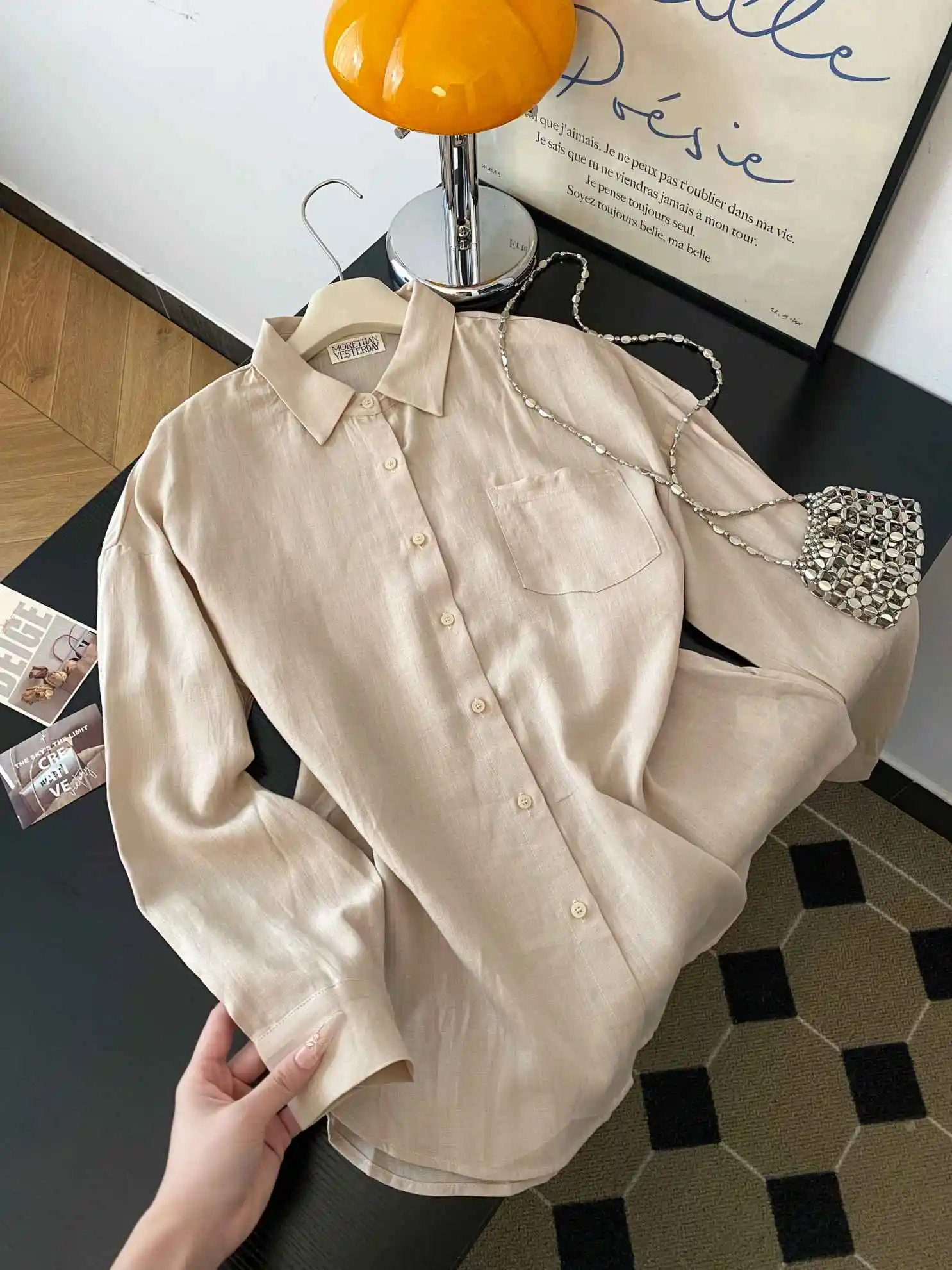 

Винтажная льняная рубашка, женская элегантная рубашка с длинным рукавом для женщин, новинка 2025 года, базовая женская рубашка из хлопка и льна с воротником с лацканами