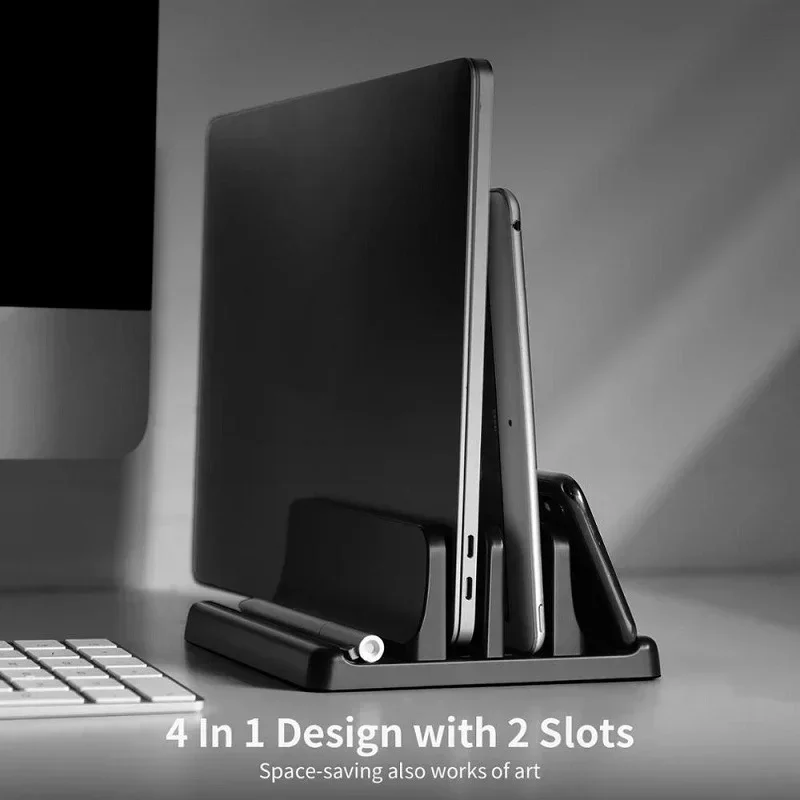 Supporto verticale universale per laptop Supporto per laptop da scrivania a 3 slot Docking station per laptop portatile Supporto per notebook desktop regolabile